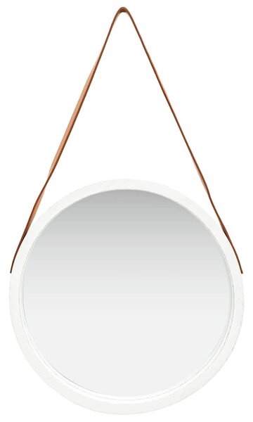Nástěnné zrcadlo s popruhem 50 cm bílé 320364