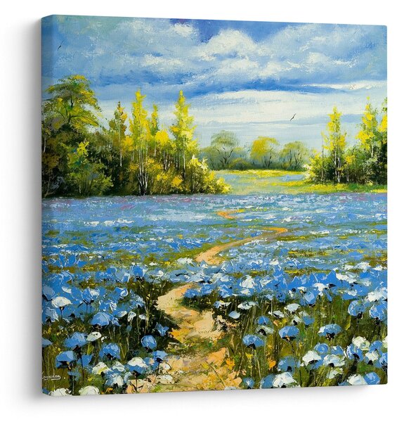Obraz - Cestička v poli, olejomalba (30x30 cm)