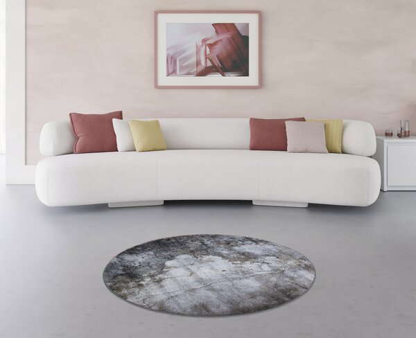 Spoltex, Kusový koberec Universe 841-86 grey/beige kruh, 160x160 (průměr) kruh, šedá, obývací pokoj