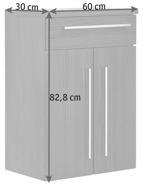 MIDI SKŘÍŇKA, černá, 60/82,8/30 cm Novel - Úzké skříňky do koupelny