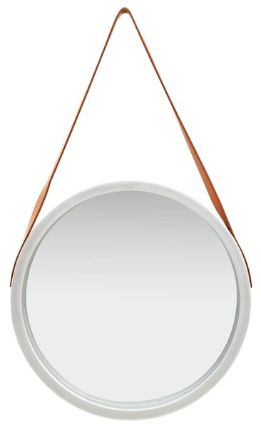 Nástěnné zrcadlo s popruhem 50 cm stříbrné 320366