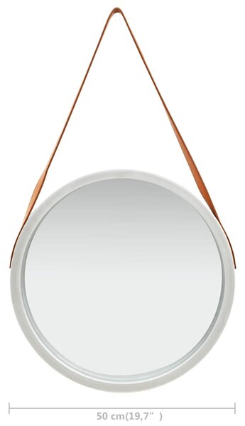 Nástěnné zrcadlo s popruhem 50 cm stříbrné 320366