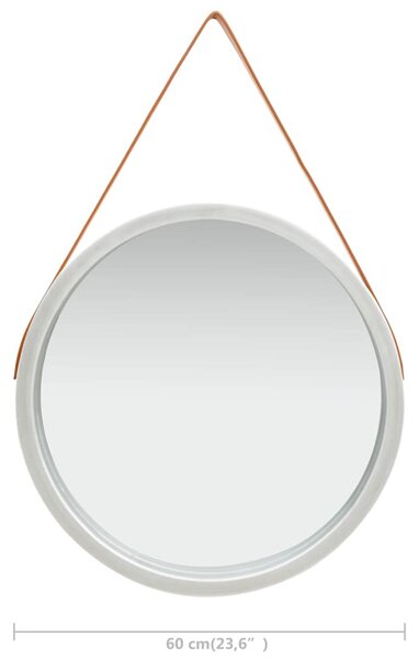 Nástěnné zrcadlo s popruhem 60 cm stříbrné 320370