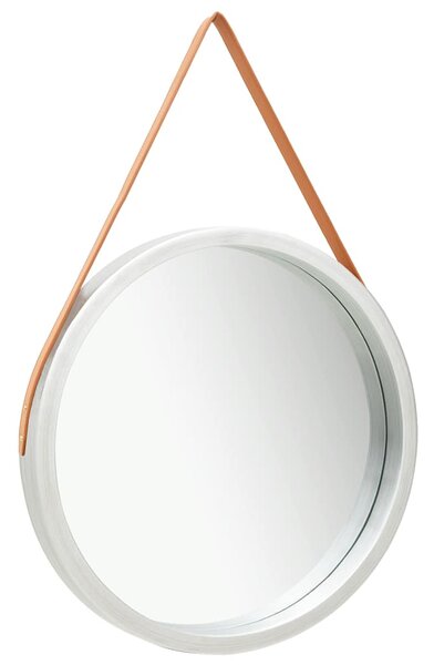 Nástěnné zrcadlo s popruhem 60 cm stříbrné 320370