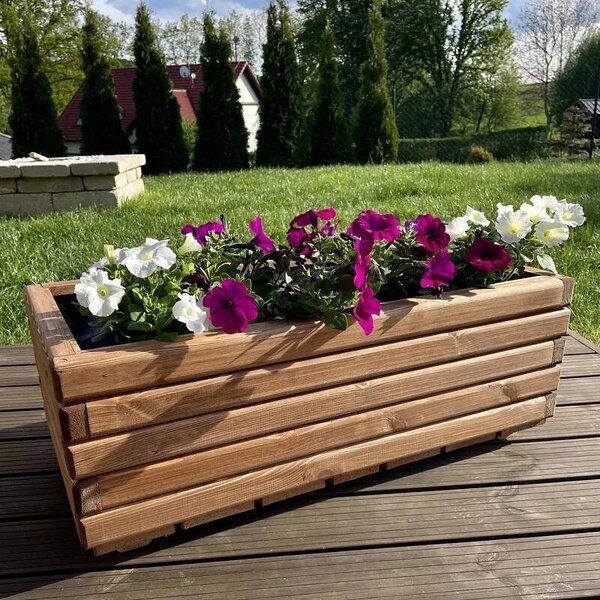 Dřevěný zahradní květináč AKSAMIT, teak, 800x400x300 (Krásné zpracování!)