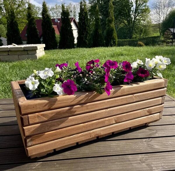 Dřevěný zahradní květináč AKSAMIT, teak, 800x400x300 (Krásné zpracování!)
