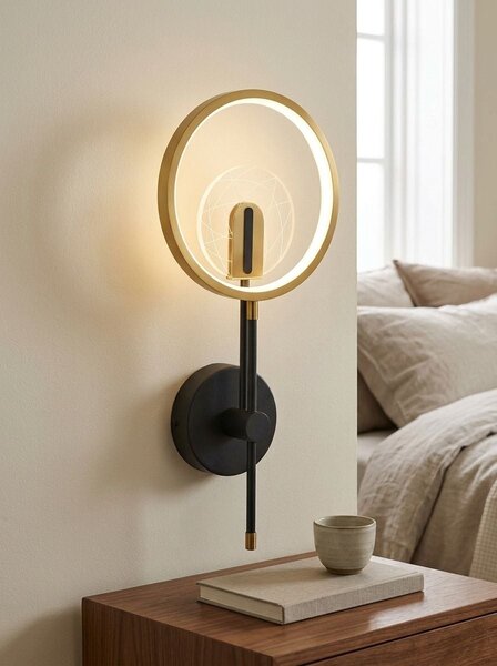 LED nástěnná lampa SAMBRE Kov Zlatá Černá