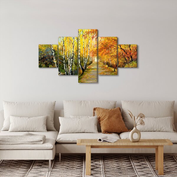 Obraz - Romantická alej podél vody, olejomalba (125x70 cm)