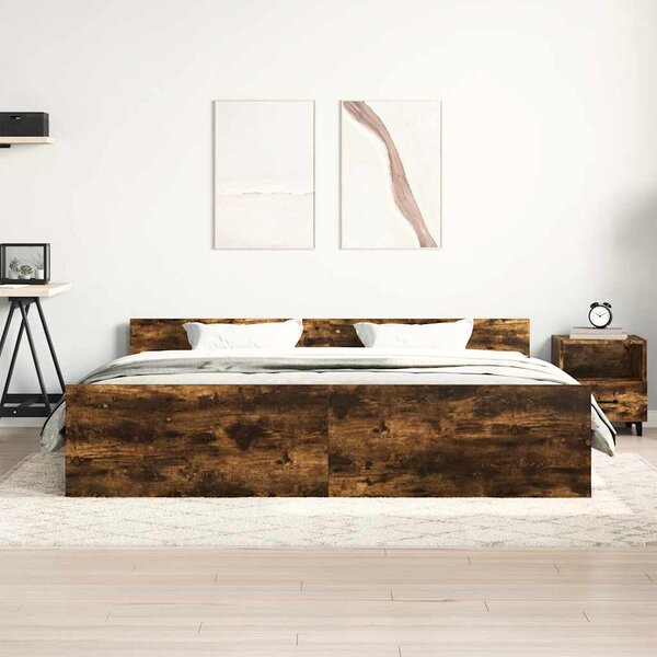 Rám postele s hlavovým a nožním čelem kouřový dub 160 x 200 cm 3203765
