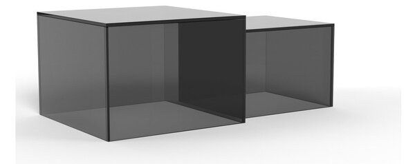 Šedé skleněné konferenční stolky v sadě 2 ks 50x50 cm Dice – Actona