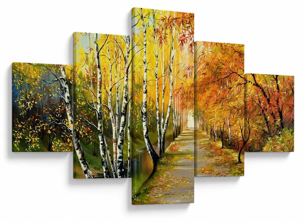 Obraz - Romantická alej podél vody, olejomalba (125x70 cm)