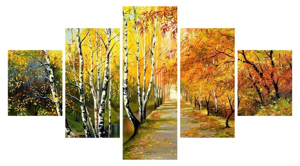 Obraz - Romantická alej podél vody, olejomalba (125x70 cm)
