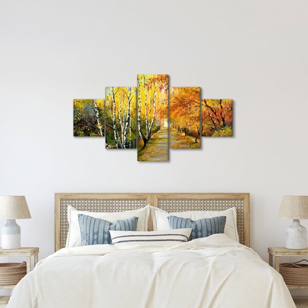 Obraz - Romantická alej podél vody, olejomalba (125x70 cm)