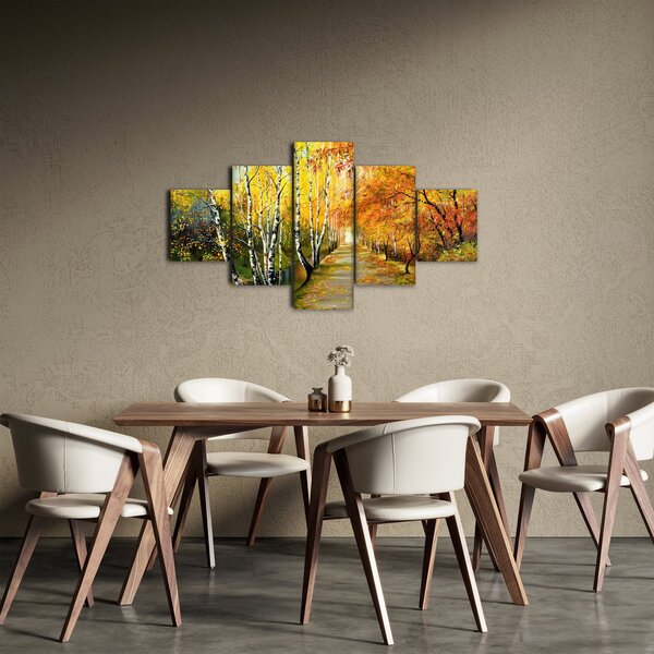 Obraz - Romantická alej podél vody, olejomalba (125x70 cm)