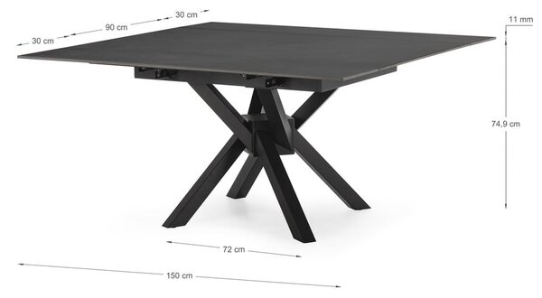 Rozkládací jídelní stůl s přídavnou deskou s deskou z kamene 90x150 cm Arlene – Marckeric