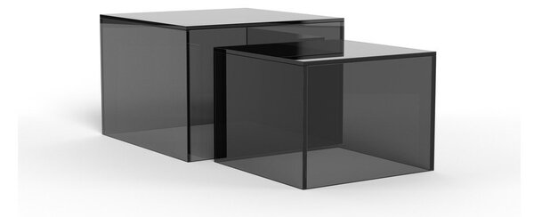 Šedé skleněné konferenční stolky v sadě 2 ks 50x50 cm Dice – Actona