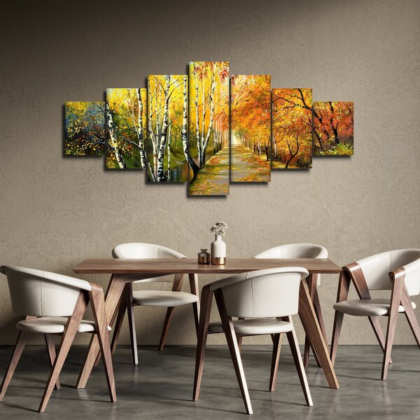 Obraz - Romantická alej podél vody, olejomalba (210x100 cm)