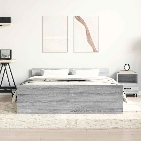 Rám postele s hlavovým a nožním čelem šedý sonoma 120 x 200 cm 3203745