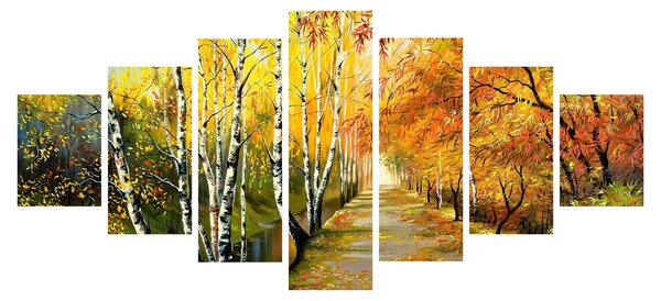 Obraz - Romantická alej podél vody, olejomalba (210x100 cm)