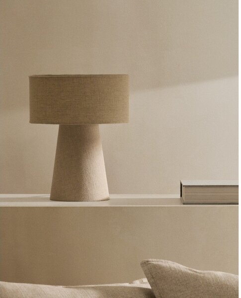 Stolní lampa šedobéžová s textilním stínidlem (výška 35 cm) Algaida – Kave Home