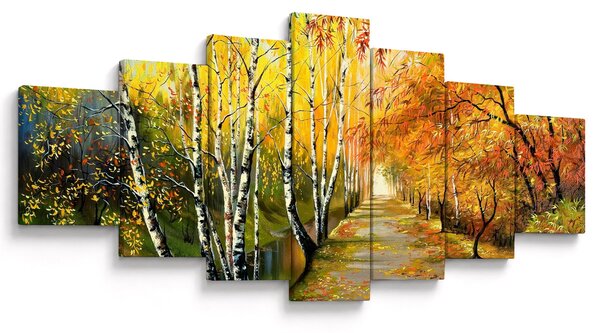 Obraz - Romantická alej podél vody, olejomalba (210x100 cm)