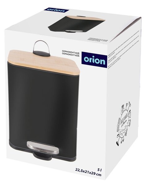 Černý nášlapný odpadkový koš z nerezové oceli 5 l Black – Orion
