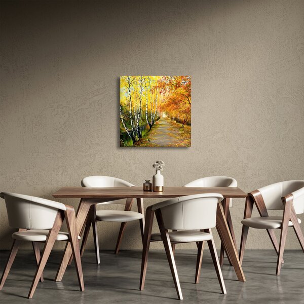Obraz - Romantická alej podél vody, olejomalba (30x30 cm)