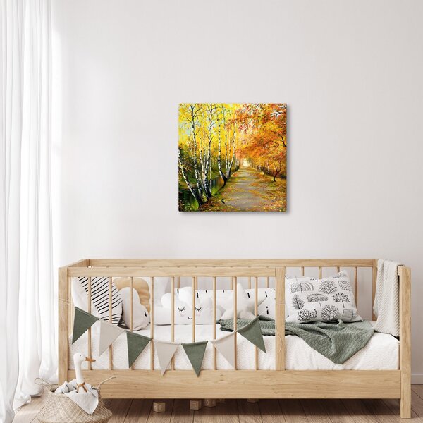 Obraz - Romantická alej podél vody, olejomalba (30x30 cm)