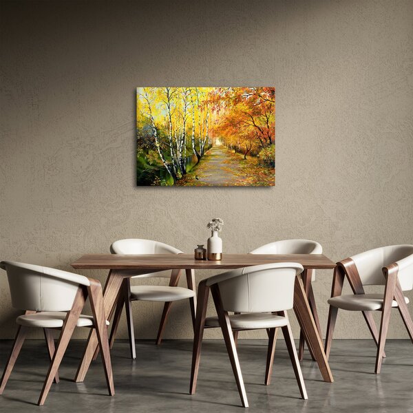 Obraz - Romantická alej podél vody, olejomalba (70x50 cm)