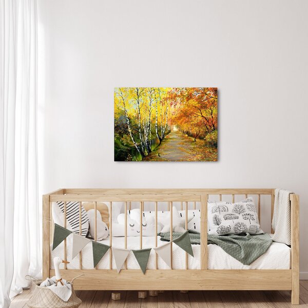 Obraz - Romantická alej podél vody, olejomalba (70x50 cm)
