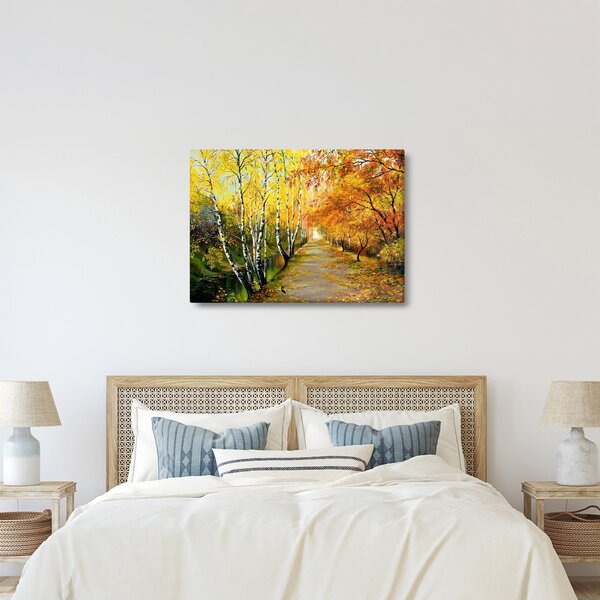 Obraz - Romantická alej podél vody, olejomalba (70x50 cm)