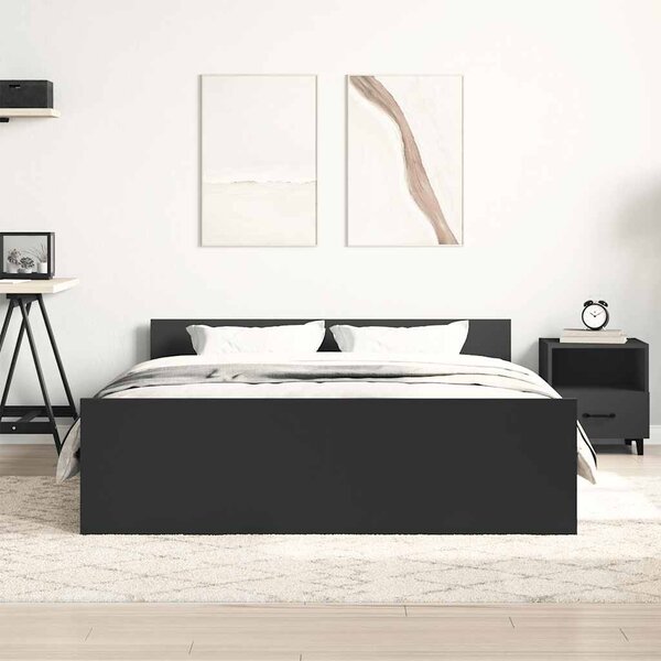 Rám postele s hlavovým a nožním čelem černý 150 x 200 cm 3203755