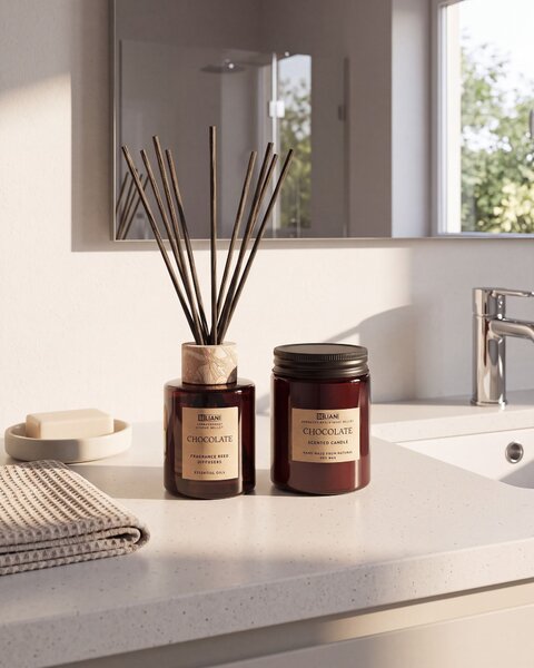Vonná svíčka s aroma difuzérem DARK ELEGANCE 9 cm Hnědá