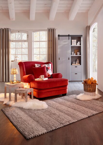 KŘESLO UŠÁK, textil, červená Ambia Home - Křesla ušáky