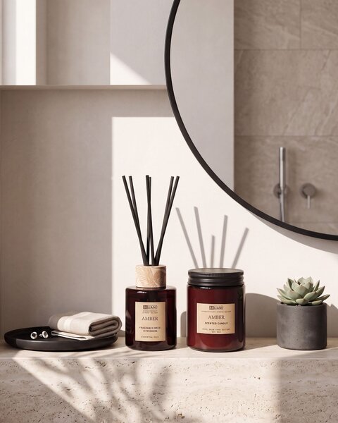 Vonná svíčka s aroma difuzérem DARK ELEGANCE 9 cm Hnědá