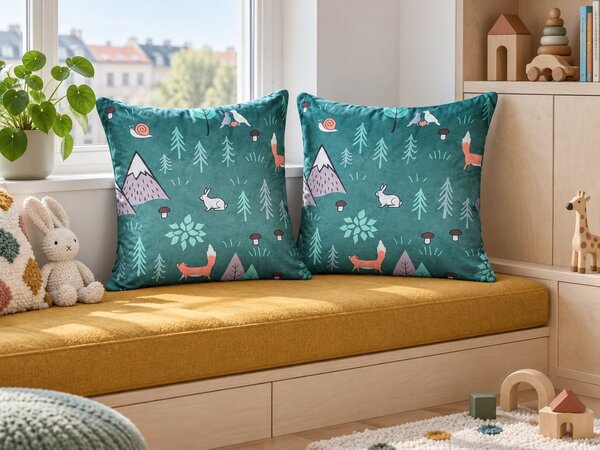 Sada 2 dekorativních polštářů FOOTHILL 45 x 45 cm Umělý samet Mátová