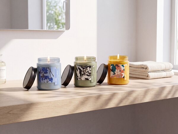 Sada 3 vonných svíček FRUITY BLOOM Sojový vosk Svěží tóny Květinové tóny