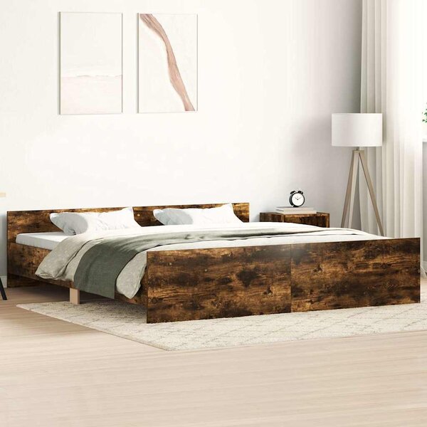 Rám postele s hlavovým a nožním čelem kouřový dub 160 x 200 cm 3203765