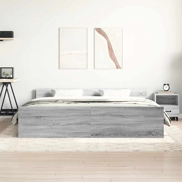 Rám postele s hlavovým a nožním čelem šedý sonoma 160 x 200 cm 3203766