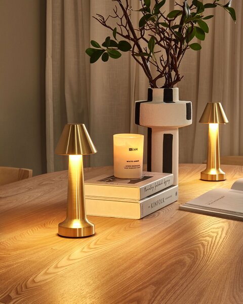 Sada 2 LED bezdrátových stolních lamp JOANES se stmívačem Kov Zlatá