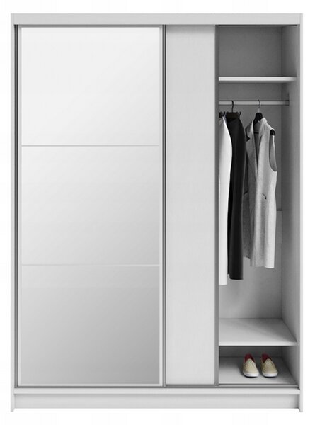 Šatní skříň DENVE 160x218x60,3 cm bílá se zrcadlem