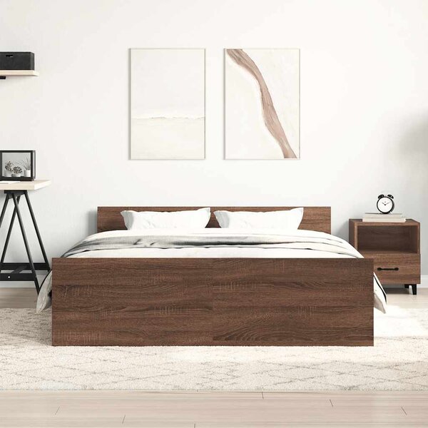 Rám postele s hlavovým a nožním čelem hnědý dub 120 x 190 cm 3203781