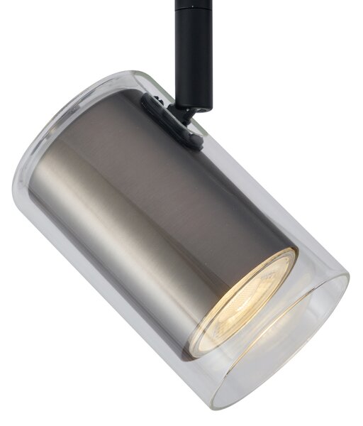 Moderní černý 1-fázový kolejnicový systém s 5 reflektory v barvě gunmetal - Iconic Lloyd
