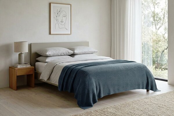 Designový pléd Nordic Knit by Marc O´Polo, 130x170 cm, Smoke blue