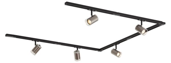 Moderní černý 1-fázový kolejnicový systém s 5 reflektory v barvě gunmetal - Iconic Lloyd