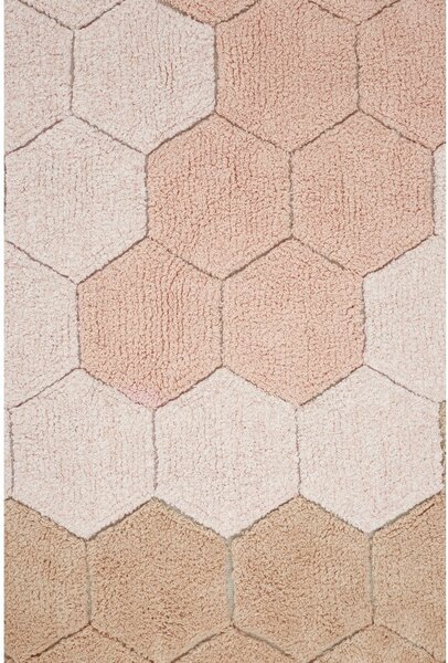 Světle růžový pratelný ručně tkaný bavlněný kulatý koberec ø 140 cm Honeycomb Rose – Lorena Canals