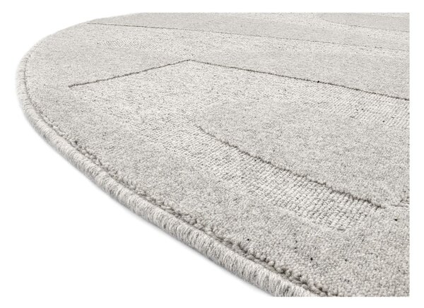 Světle šedý vlněný kulatý koberec ø 120 cm Morphic Botanica – Agnella