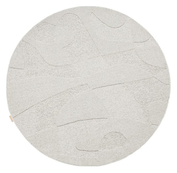 Světle šedý vlněný kulatý koberec ø 120 cm Morphic Botanica – Agnella