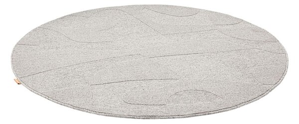 Světle šedý vlněný kulatý koberec ø 120 cm Morphic Botanica – Agnella