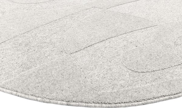 Světle šedý vlněný kulatý koberec ø 120 cm Morphic Botanica – Agnella